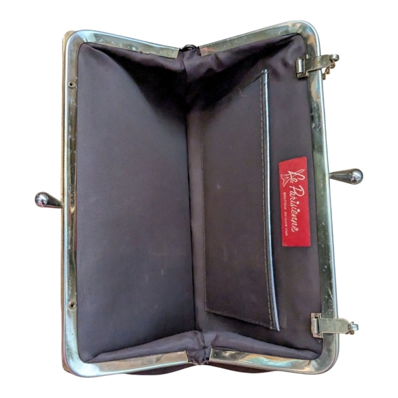 La Parisienne Purse Clutch Evening Bag Retro 50s Brown Gold - Picture 7 of 8